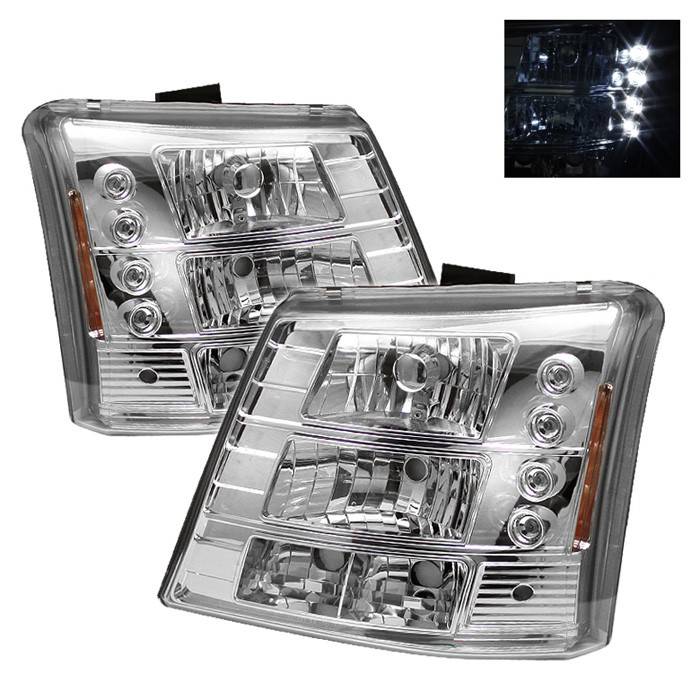 Spyder - Chevrolet Silverado Spyder LED Crystal Headlights - Chrome - 333-CS03-1PC-AM-C