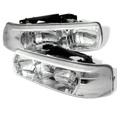 Spyder - Chevrolet Silverado Spyder Crystal Headlights - Chrome - 333-CSIL99-C
