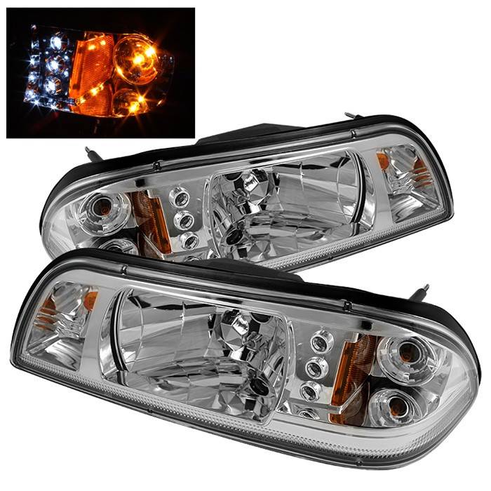 Spyder - Ford Mustang Spyder LED Crystal Headlights - Chrome - 333-FM87-1PC-LED-C