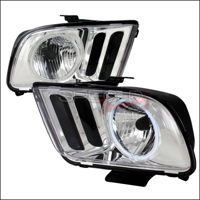 Spec-D - Ford Mustang Spec-D Crystal Housing Headlights - Chrome - 3LH-MST05-KS