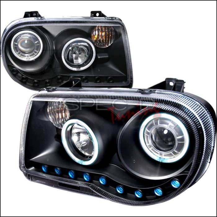 Spec-D - Chrysler 300 Spec-D CCFL Halo Projector Headlights - Black - 3LHP-300C05JM-KS