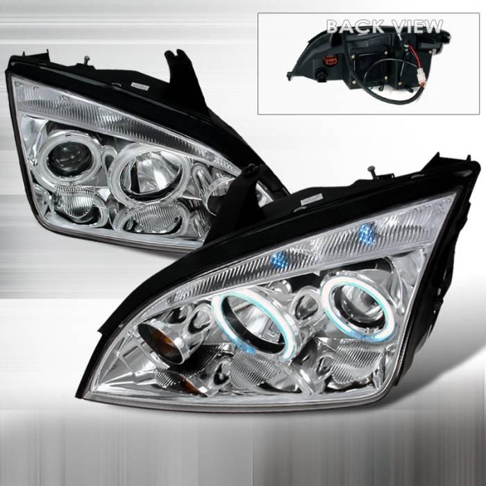 Spec-D - Ford Focus Spec-D CCFL Halo Projector Headlights - Chrome - 3LHP-FOC05-KS