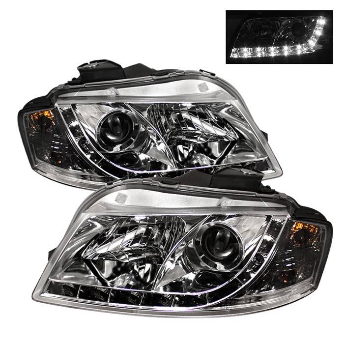 Spyder - Audi A3 Spyder Projector Headlights DRL - Chrome - 444-AA306-DRL-C