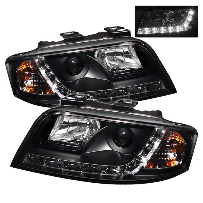 Spyder - Audi A6 Spyder Projector Headlights DRL - Black - 444-ADA601-DRL-BK