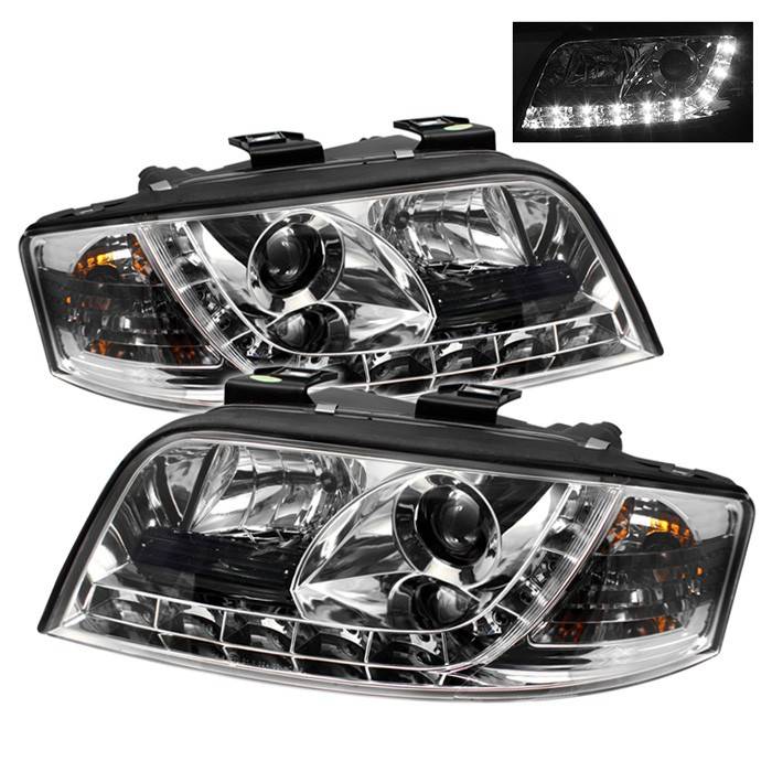 Spyder - Audi A6 Spyder Projector Headlights DRL - Chrome - 444-ADA601-DRL-C