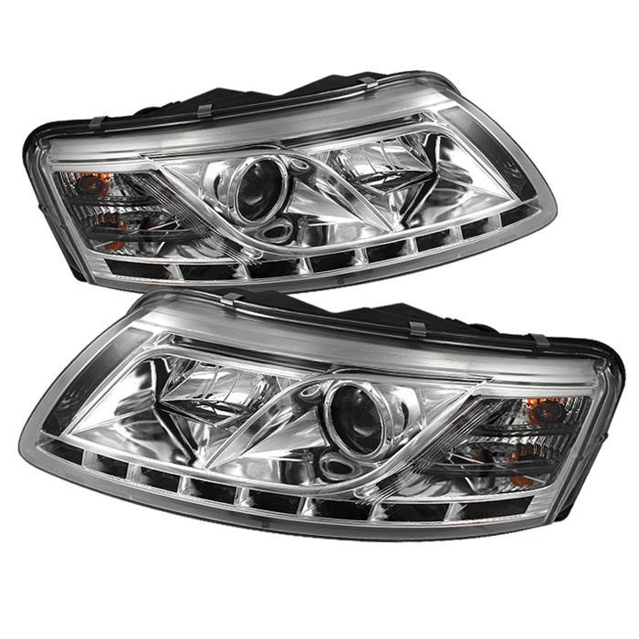 Spyder - Audi A6 Spyder Projector Headlights DRL - Chrome - 444-ADA605-DRL-C