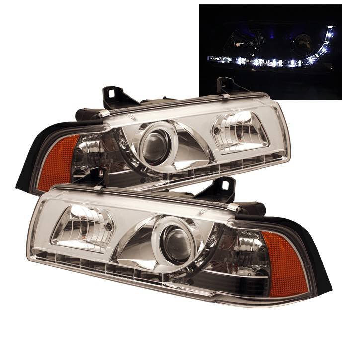 Spyder - BMW 3 Series 2DR Spyder Projector Headlights - NOT FIT TI MODEL - DRL - Chrome - 444-BMWE36-2D-DRL-C