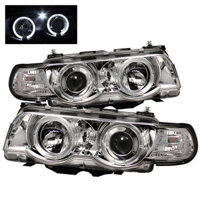 Spyder - BMW 7 Series Spyder Projector Headlights - Xenon HID Model Only - LED Halo - Chrome - 1PC - 444-BMWE3899-HID-HL-C