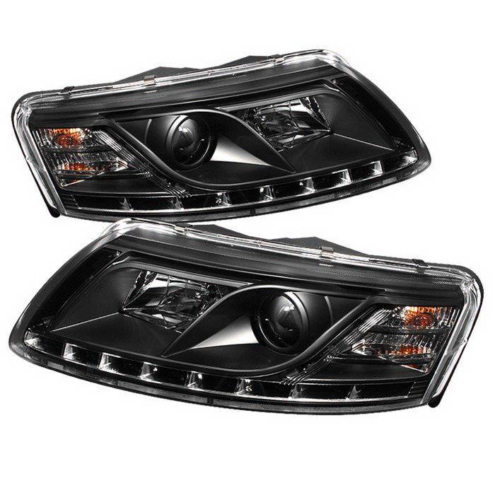 Spyder Auto - Audi A6 Spyder Daytime Running LED Projector Headlights - Black - 444-BMWE46-2D-HL-C