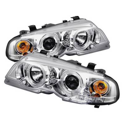 Spyder Auto - BMW 3 Series 4DR Spyder Halo LED Projector Headlights - Chrome - 444-BMWE9005-AM-BK