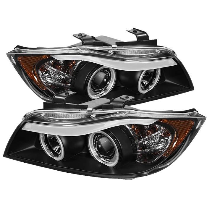 Spyder - BMW 3 Series 4DR Spyder Projector Headlights - CCFL Halo - Replaceable Eyebrow Bulb - Black - 444-BMWE9005-CCFL-BK