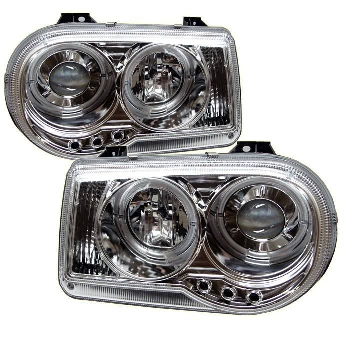 Spyder - Chrysler 300 Spyder Projector Headlights - LED Halo - LED - Chrome - 444-C300C-HL-C
