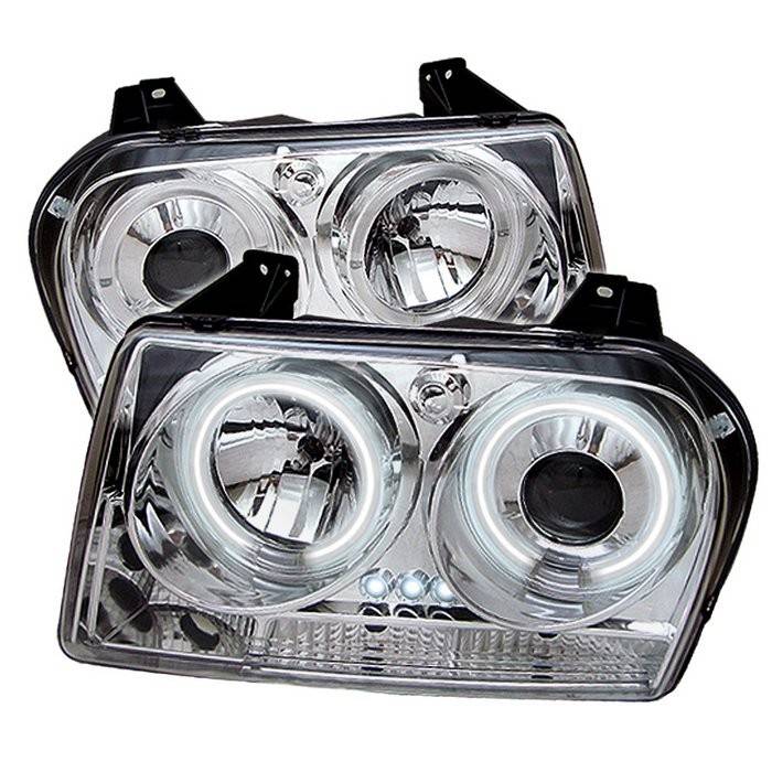 Spyder - Chrysler 300 Spyder Projector Headlights - CCFL Halo - LED - Chrome - 444-C305-CCFL-C