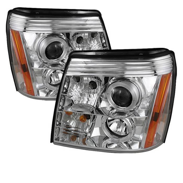 Spyder - Cadillac Escalade Spyder Projector Headlights LED Halo - DRL - Chrome - 444-CE02-DRL-C