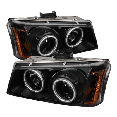 Spyder - Chevrolet Silverado Spyder Projector Headlights - CCFLHalo - LED - Black - 444-CS03-CCFL-BK