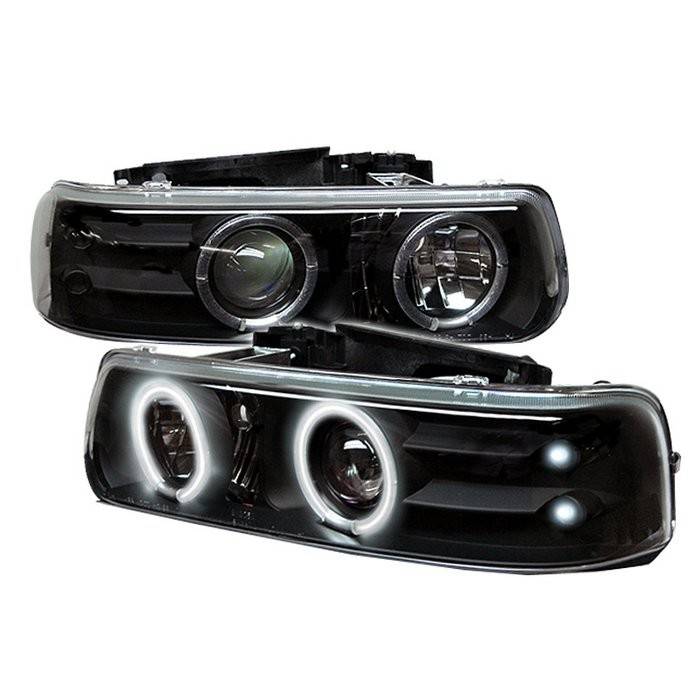 Spyder - Chevrolet Tahoe Spyder Projector Headlights - CCFL Halo - LED - Black - 444-CS99-CCFL-BK