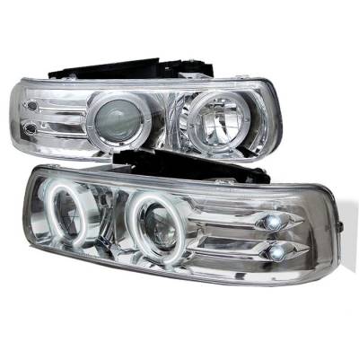 Spyder - Chevrolet Silverado Spyder Projector Headlights - CCFL Halo - LED - Chrome - 444-CS99-CCFL-C