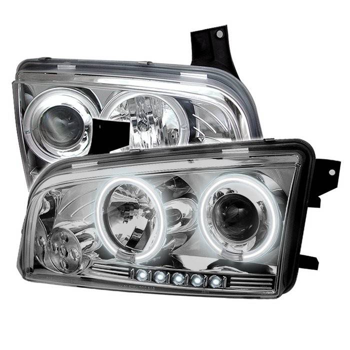 Spyder - Dodge Charger Spyder Projector Headlights - CCFL Halo - LED - Chrome - 444-DCH05-CCFL-C