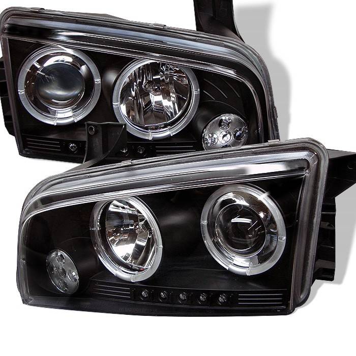 Spyder - Dodge Charger Spyder Projector Headlights - LED Halo - LED - Black - 444-DCH05-LED-BK
