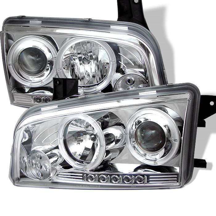 Spyder - Dodge Charger Spyder Projector Headlights - LED Halo - LED - Chrome - 444-DCH05-LED-C