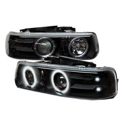 Spyder Auto - Chevrolet Silverado Spyder CCFL LED Projector Headlights - Black - 444-DCH11-LTDRL-BK