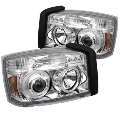 Spyder - Dodge Dakota Spyder Projector Headlights - LED Halo - Chrome - 444-DDAK05-C