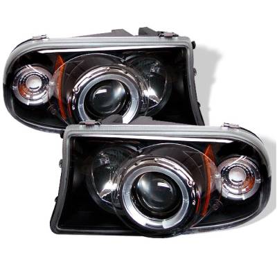Spyder - Dodge Dakota Spyder Projector Headlights - LED Halo - LED - Black - 1PC - 444-DDAK97-BK