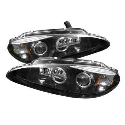 Spyder - Dodge Intrepid Spyder Projector Headlights - LED Halo - Replaceable Eyebrow - Black - 444-DINT98-HL-BK