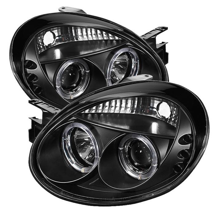 Spyder - Dodge Neon Spyder Projector Headlights - LED Halo - LED - Black - 444-DN03-HL-BK
