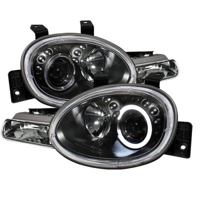 Spyder - Plymouth Neon Spyder Projector Headlights - LED Halo - Black - 444-DN95-HL-BK