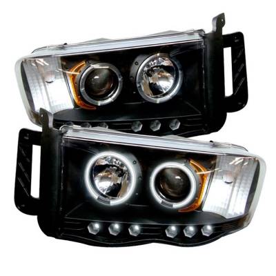 Spyder - Dodge Ram Spyder Projector Headlights - CCFL Halo - LED - Black - 444-DR02-CCFL-BK