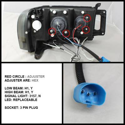 Spyder - Dodge Ram Spyder Projector Headlights - CCFL Halo - LED - Black - 444-DR02-CCFL-BK