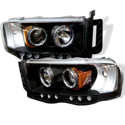 Spyder - Dodge Ram Spyder Projector Headlights - LED Halo - LED - Black - 444-DR02-HL-BK