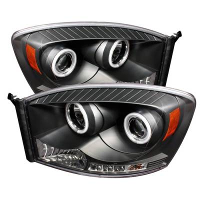 Spyder - Dodge Ram Spyder Projector Headlights - CCFL Halo - LED - Black - 444-DR06-CCFL-BK