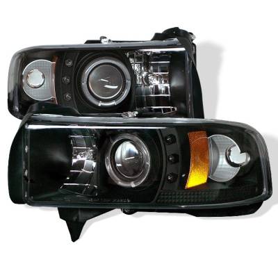 Spyder - Dodge Ram Spyder Projector Headlights - LED Halo - LED - Black - 444-DR94-HL-AM-BK