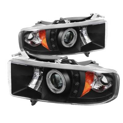 Spyder - Dodge Ram Spyder Projector Headlights - CCFL Halo - LED - Black - 444-DR99-SP-CCFL-BK