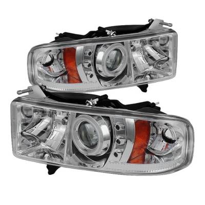 Spyder - Dodge Ram Spyder Projector Headlights - CCFL Halo - LED - Chrome - 444-DR99-SP-CCFL-C
