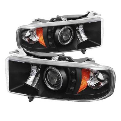 Spyder - Dodge Ram Spyder Projector Headlights - LED Halo - LED - Black - 444-DR99-SP-HL-AM-BK