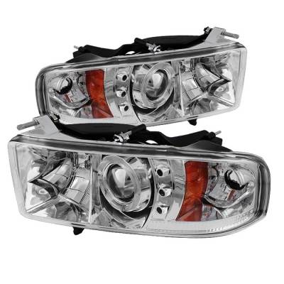 Spyder - Dodge Ram Spyder Projector Headlights - LED Halo - LED - Chrome - 444-DR99-SP-HL-AM-C