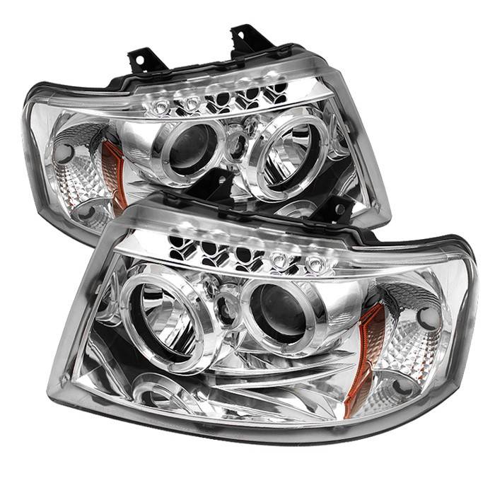Spyder - Ford Expedition Spyder Projector Headlights - LED Halo - LED - Chrome - 444-FE03-HL-C