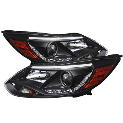 Spyder - Ford Focus Spyder DRL LED Projector Headlights - Black - 444-FF12-DRL-BK