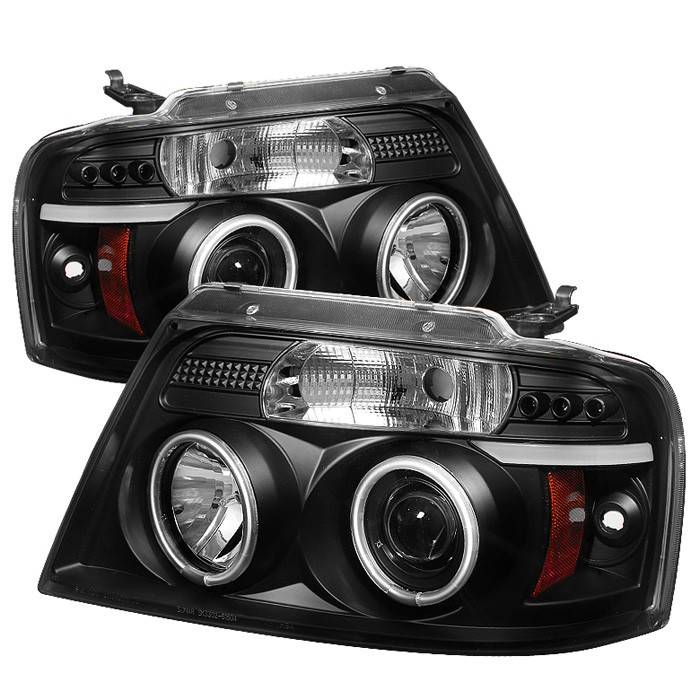 Spyder - Ford F150 Spyder Projector Headlights - Version 2 - Halo - LED - Black - 444-FF15004--G2-BK