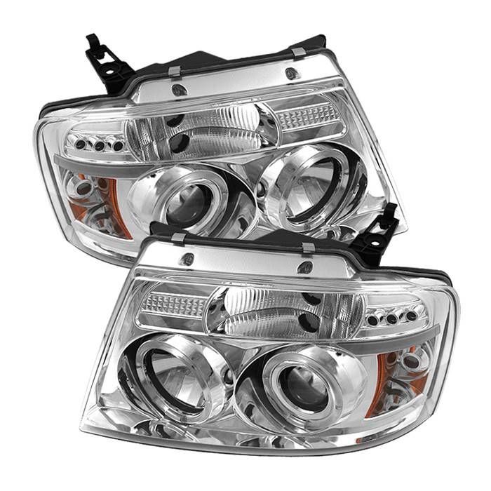 Spyder - Ford F150 Spyder Projector Headlights - Version 2 - LED Halo - LED - Chrome - 444-FF15004-HL-G2-C