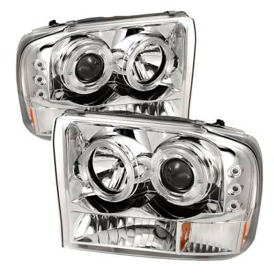 Spyder - Ford Excursion Spyder Projector Headlights - Version 2 - LED Halo - LED - Chrome - 444-FF25099-1P-G2-C