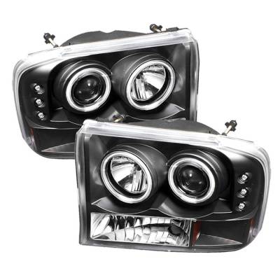 Spyder - Ford Excursion Spyder Projector Headlights - Version 2 - CCFL Halo - LED - Black - 444-FF25099-1P-G2-CCFL-BK