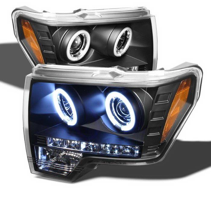 Spyder Auto - Ford F150 Spyder CCFL LED Projector Headlights - Black - 444-FF25099-1P-G2-CCFL-BK