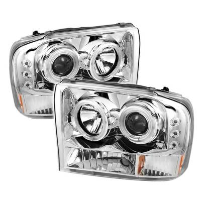 Spyder - Ford Excursion Spyder Projector Headlights - Version 2 - CCFL Halo - LED - Chrome - 444-FF25099-1P-G2-CCFL-C