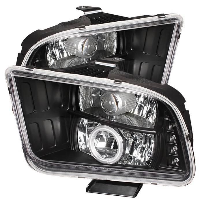 Spyder - Ford Mustang Spyder Projector Headlights CCFL Halo - LED - Black - 444-FM05-CCFL-BK