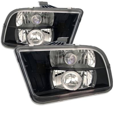 Spyder - Ford Mustang Spyder Projector Headlights LED Halo - LED - Black - 444-FM05-HL-BK