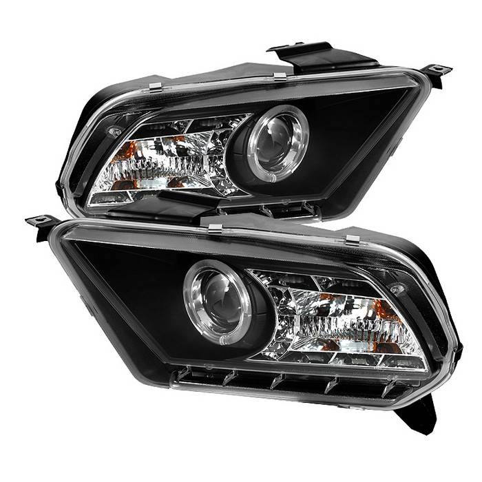 Spyder - Ford Mustang Spyder Projector Headlights LED Halo - DRL - Black - 444-FM2010-DRL-BK